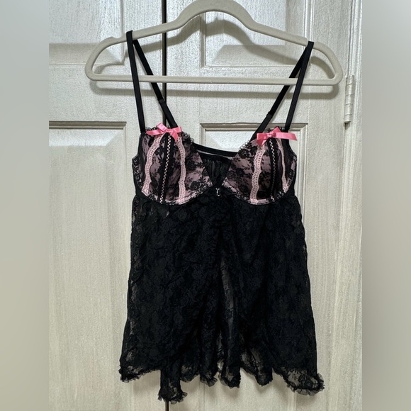 Victoria's Secret Other - Victoria’s Secret Sexy Little Things Black Sheer Ruffle Lingerie Cami 34C